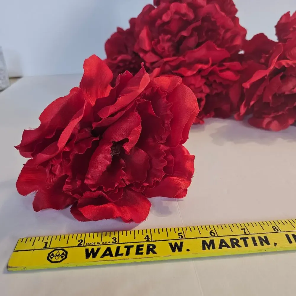 Artificial Red Peony Flower 20 Stems 6 Inch Large Faux Silk Wedding Floral Decor